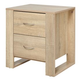 Bedside Table - LEDUC 2 Drawer Nightstand Brown 48cm