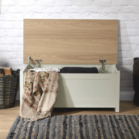 Lancaster Oak Ottoman Storage Chest - Cream