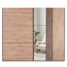 SENTRA 2 Door Mirrored Sliding Wardrobe Medium Oak - 250cm