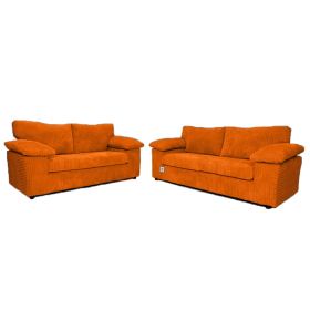 Sofa Set CORDURA Full Back Jumbo Cord 3 Seater and 2 Seater Sofa - Orange