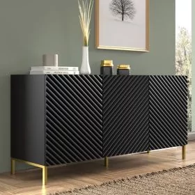 Puddle Dux 3 Door Sideboard - Black