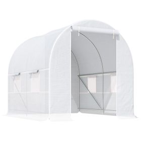 2.5 x 2 x 2 m Large Galvanized Steel Frame Outdoor Poly Tunnel Garden Walk-In Patio Greenhouse - White