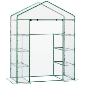 4 Tiers 8 Shelves Metal Frame Walk in Portable Greenhouse Transparent 143 L x 73W x 195H cm