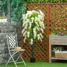 Artificial Realistic White Wisteria Tree Faux Decorative Plant in Nursery Pot for Indoor Outdoor Décor, 160cm