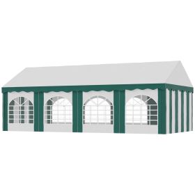 8 x 4m Garden Gazebo with Sides, Galvanised Marquee Party Tent with Eight Windows and Double Doors, for Parties, Wedding and Events