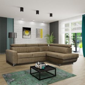 Gloucester Corner Sofabed with Movable Headrests and Storage - Camel