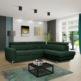 Gloucester Corner Sofabed with Movable Headrests and Storage - Green
