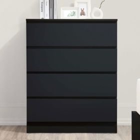 OPAL Black Chest of Drawers - Medium-sized, 4 Drawers