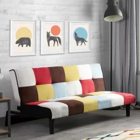 Stylish Upholstered Velvet Fabric Multi Coloured Sofabed