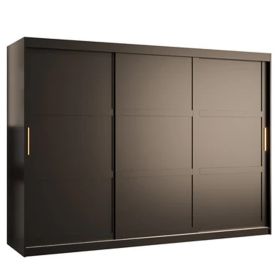 Sliding Wardrobe - CLIFFORD I 3 Door Wardrobe Black 250cm