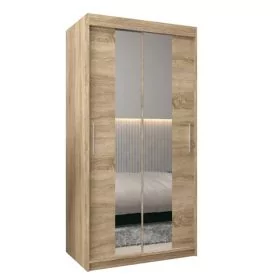 Sliding Wardrobe - TIVERTON I 2 Door Mirrored Wardrobe Oak Sonoma 100cm