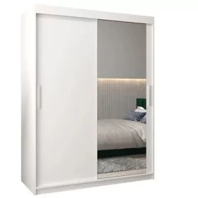 Sliding Wardrobe - TIVERTON II 2 Door Mirrored Wardrobe White 150cm