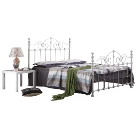 Matlock White Classic Metal Bed Frame in Stylish High Headboard - King size