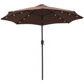 Umbrella Parasol 24 Solar LED-Brown/Coffee 
