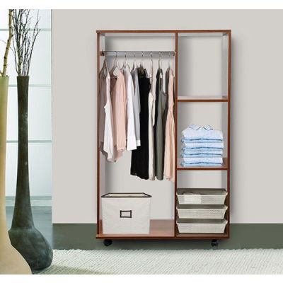 Open Wooden Storage Wardrobe - Brown