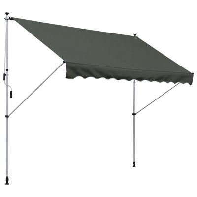Balcony 3 x 1.5m Manual Adjustable Awning DIY Patio Clamp Awning Canopy Retractable Shade Shelter - Grey