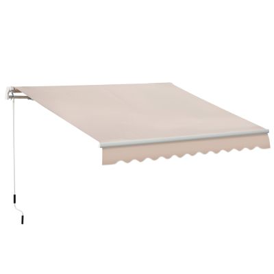 4x2.5m Retractable Manual Awning Window Door Sun Shade Canopy with Fittings and Crank Handle Beige