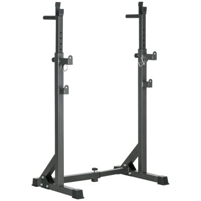 SPORTNOW Heavy Duty Barbell Squat Rack with Dip Station, Adjustable and Multifunctional Weight Power Stand for Home Gym