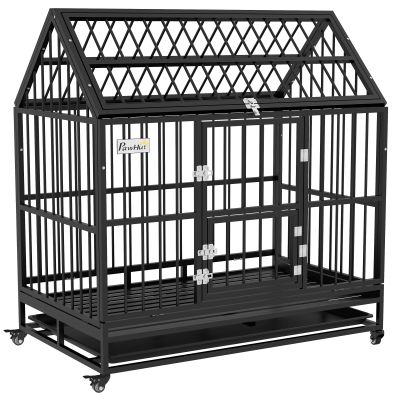 Heavy Duty Dog Crate with Wheels and Removable Tray - 48 Inch