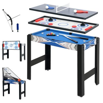 SPORTEDGE 5 in 1 Multi Games Table Combo Sports Game Table for Kids, Mini Pool Table, Table Tennis Table, Hockey Table, Blue