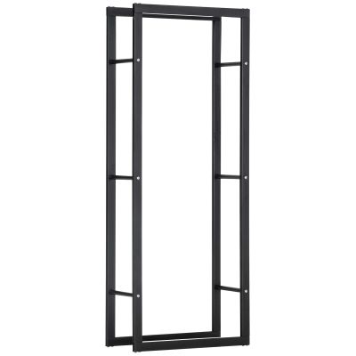 Metal Firewood Log Holder Tall Rack for Indoor Outdoor - Black