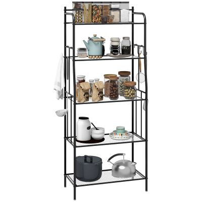 Scott 5-Tier Kitchen Storage Unit Microwave Stand with Open Shelves - Black