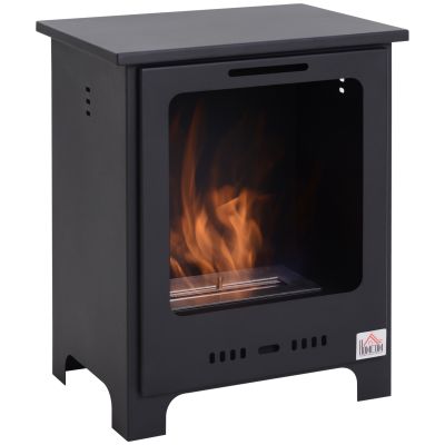 Freestanding Ethanol Fireplace, Bioethanol Fire with 0.9L Tank - Black