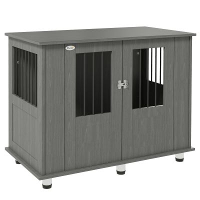 Dog Crate Table for Medium and Large Dogs with Magnetic Door for Indoor Use, 100 x 55 x 80 cm, Grey
