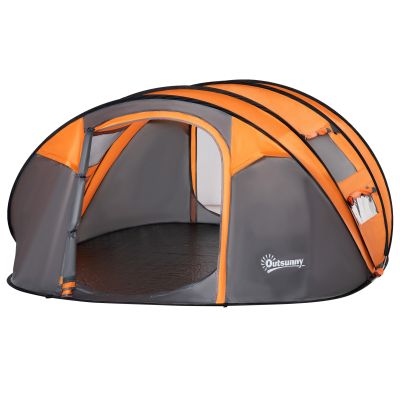 4-5 Person Pop-up Camping Tent Waterproof Family Tent w/ 2 Mesh Windows & PVC Windows Portable Carry Bag for Outdoor Trip