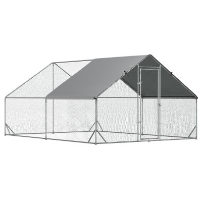 Walk In Chicken Run Galvanized Chicken Coop Hen Poultry House Rabbit Hutch Pet Playpen Backyard W/ Water-Resist Cover, 3 x 4 x 2m