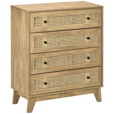 LAKEWOOD Natural Finish Rattan Chest of Drawers - Medium-sized, 4 Drawers