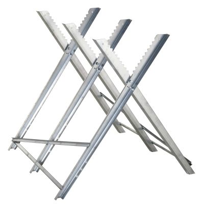 DURWELL Portable Sawhorse Heavy Duty Steel Adjustable Work Support, Foldable Sawhorse Stand 100 kg Weight Capacity, Silver Tone