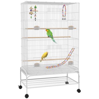 Shelley Bird Cage with Stand and Toys for Canaries Finches - White