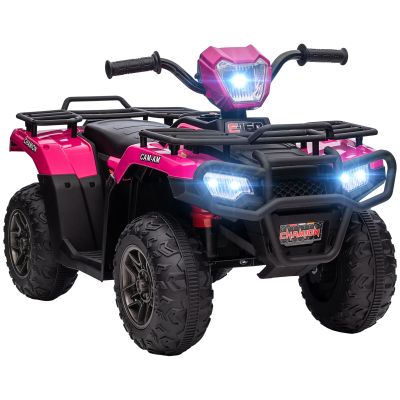 12V Kids Quad Bike with Forward Reverse Functions, Ride On ATV with Music, LED Headlights, for Ages 3-5 Years - Pink