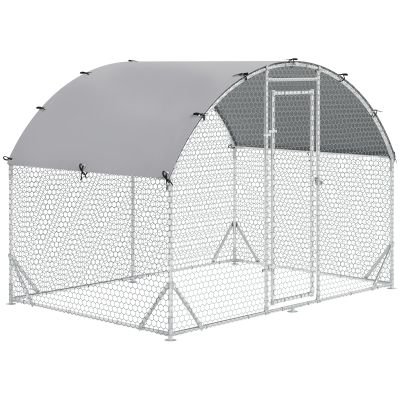 Walk In Chicken Run Galvanized Chicken Coop Hen Poultry House Cage Rabbit Hutch Pet Playpen Backyard with Water-Resist Cover, 2.8 x 1.9 x 2m
