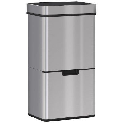 72L Recycling Sensor Bin Stainless Steel 3 Compartments For Both Wet/Dry Waste w/Removable Lid Kitchen Home