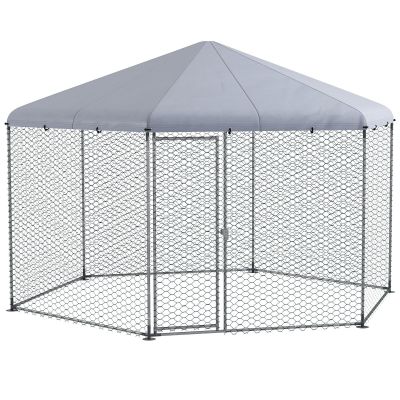 4 x 3.5 x 2.6m Chicken Coop for 10-15 Chickens, Hens, Rabbits, Ducks, Outdoor Garden Chicken Run