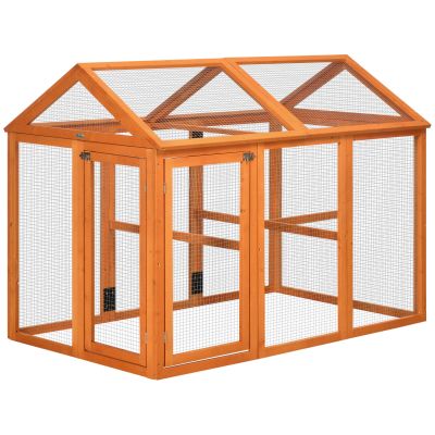 Large Chicken Run Wooden Chicken Coop, Pet Playpen with Combinable Design, Orange