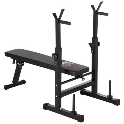 HERON Adjustable Weight Bench Foldable Bench Press, with Barbell Rack, Black