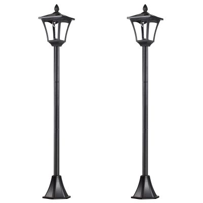 SUNVISTA 2 Pieces Outdoor Garden Solar Post Lamp Sensor Dimmable LED Lantern Bollard Pathway 1.6M Tall €“ Black