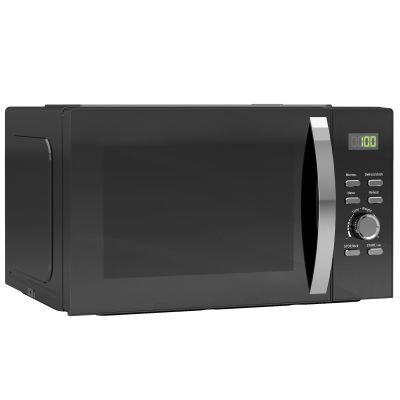 HERON 23L 800W Microwave Oven, Digital Solo Microwave, Automatic Defrost, 8 Auto Cook Menus, 60 Minutes Timer, Small Black Microwave