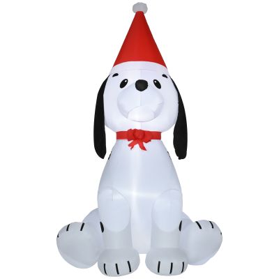 Debbie 1.8m Inflatable Christmas Puppy Dog Wearing Santa Hat Lighted Outdoor Decoration Blow Up Decor for Holiday Indoor