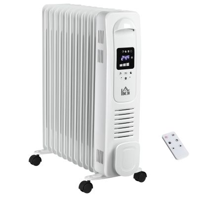 11 Fin Portable Heater 2720W Oil Filled Radiator with Timer Remote Control - White