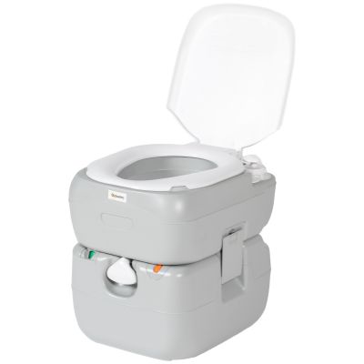 SUNVISTA 22L Portable Camping Toilet with Seat, Lid, Anti-Leak Handle & Detachable Tank - Grey