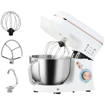 HERON Stand Mixer, 5L Food Mixer for Baking, 6 Speeds and Pulse Setting, 1400W Cake Electric Kitchen Mixer, White