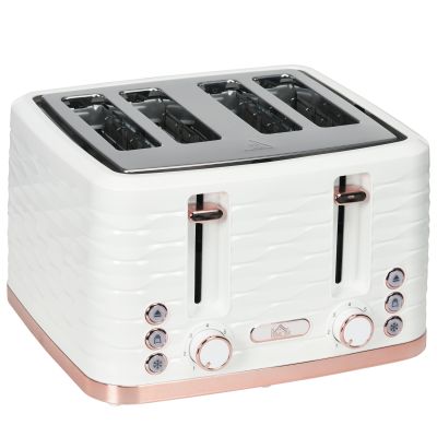 HERON Four-Slice Rippled Toaster - White