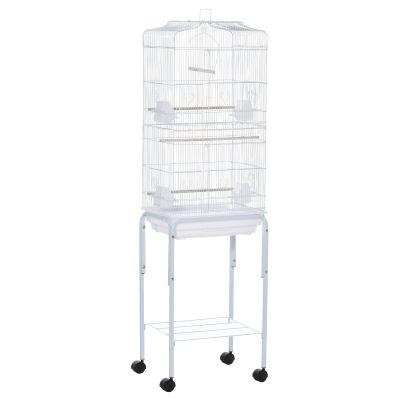Metal Bird Parrot Cage w/ Breeding Stand Feeding Tray Wheels Parakeet Pet Supply White 47.5L x 37W x 153H (cm)