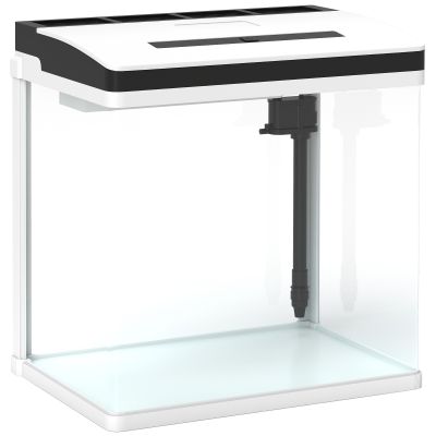 13L Glass Aquarium Fish Tank with Filter, LED Lighting, for Betta, Guppy, Mini Parrot Fish, Shrimp, 29 x 20 x 30.5cm