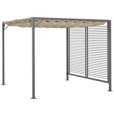 2.8m x 3m Retractable Metal Frame Outdoor Garden Pergola Beige