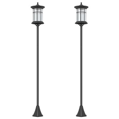 SUNVISTA Set of Two 1.8m Traditional Style Solar Lamp Posts - Black